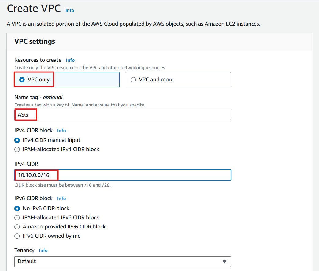 Create VPC