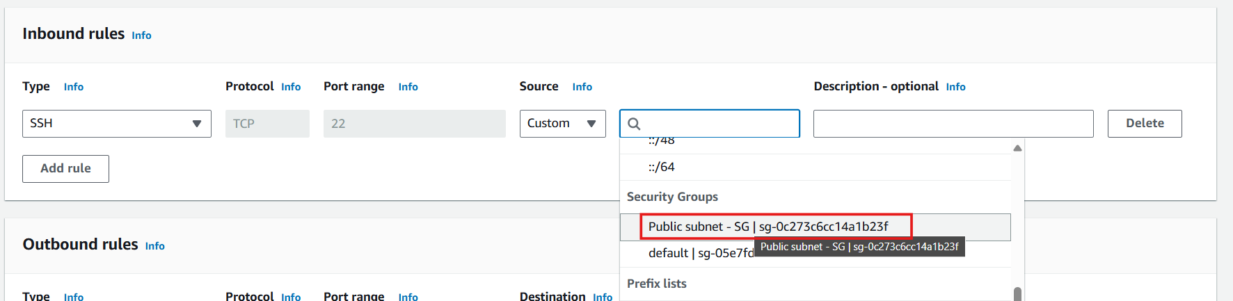 Configure SSH Rule