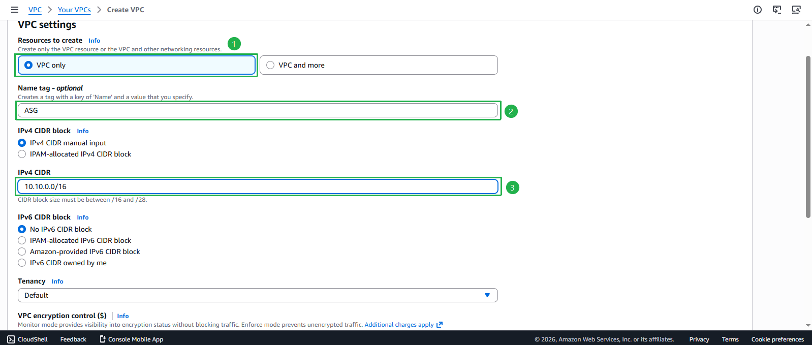 Create VPC