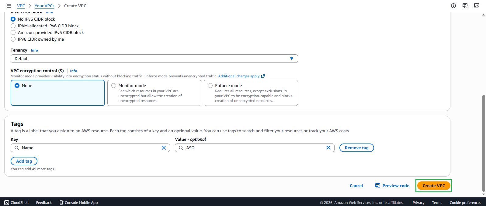 Create VPC