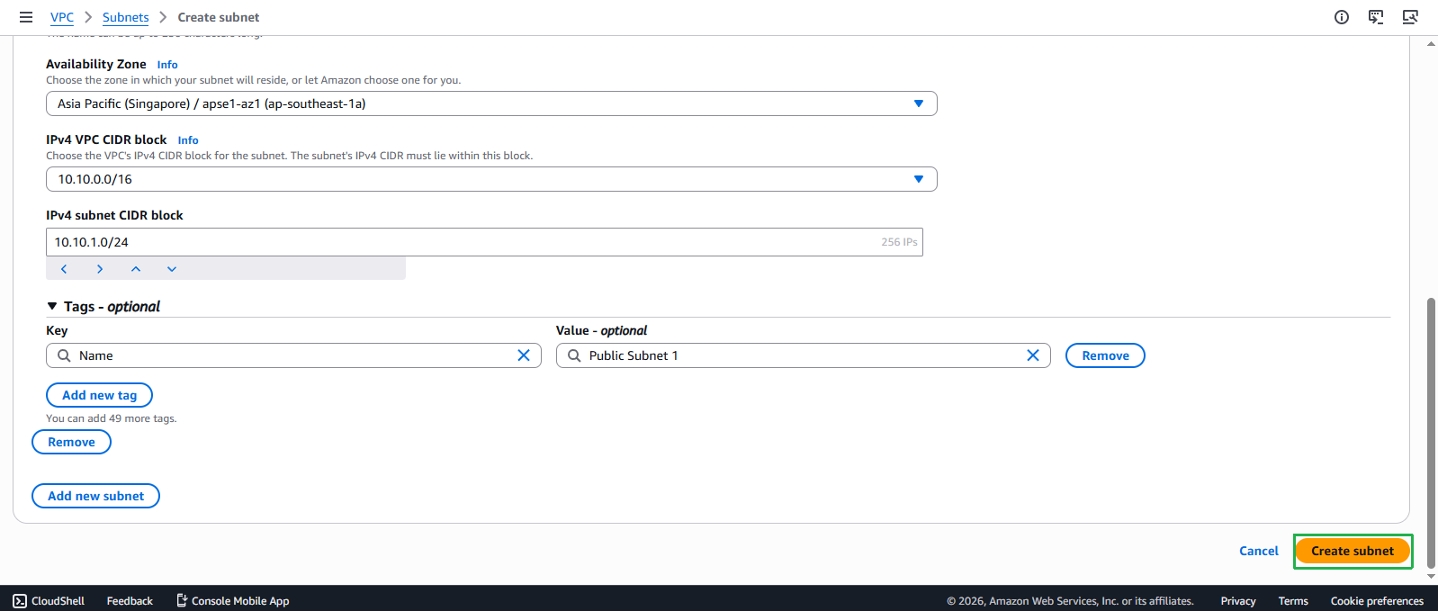 Create VPC