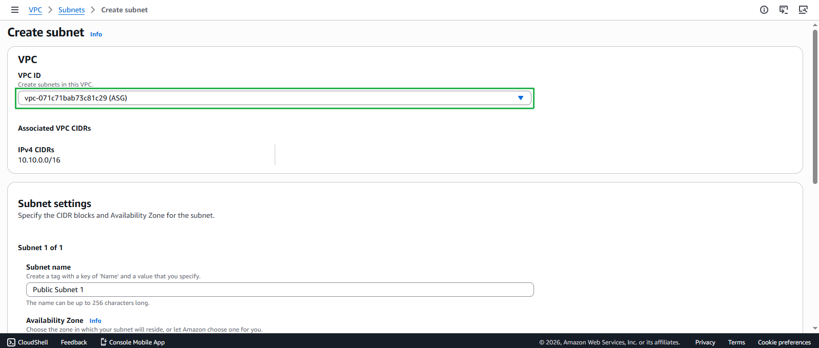 Create VPC