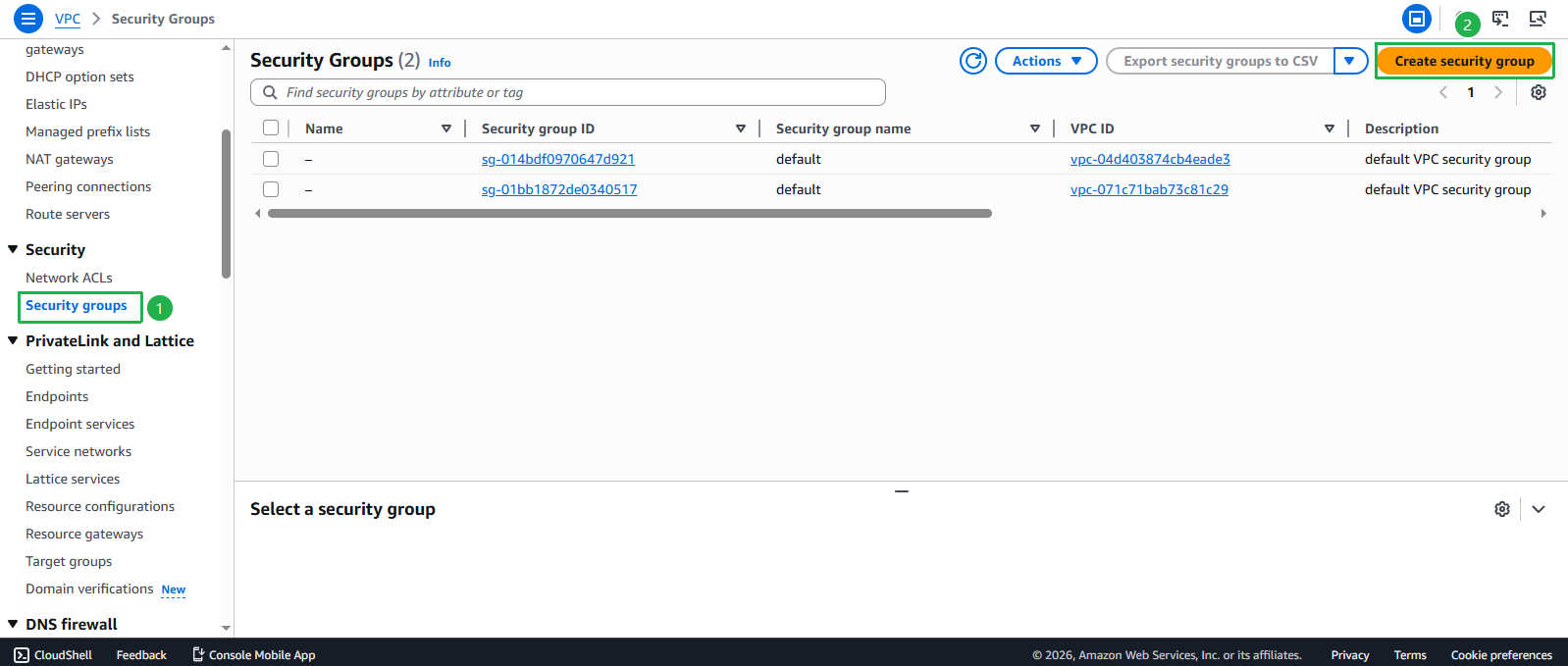 Create VPC