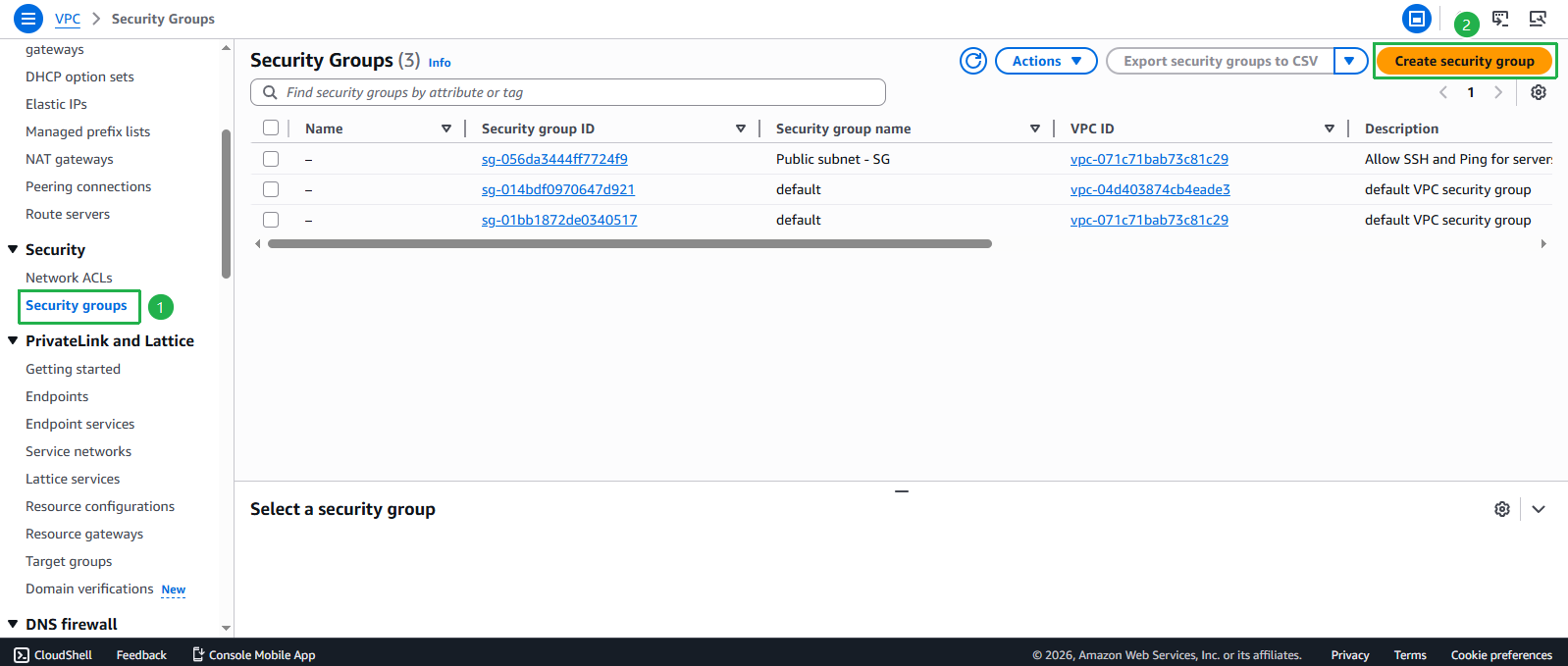 Create VPC