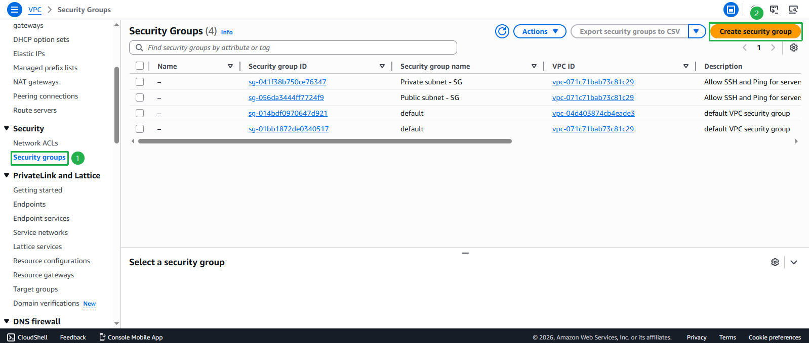 Create VPC