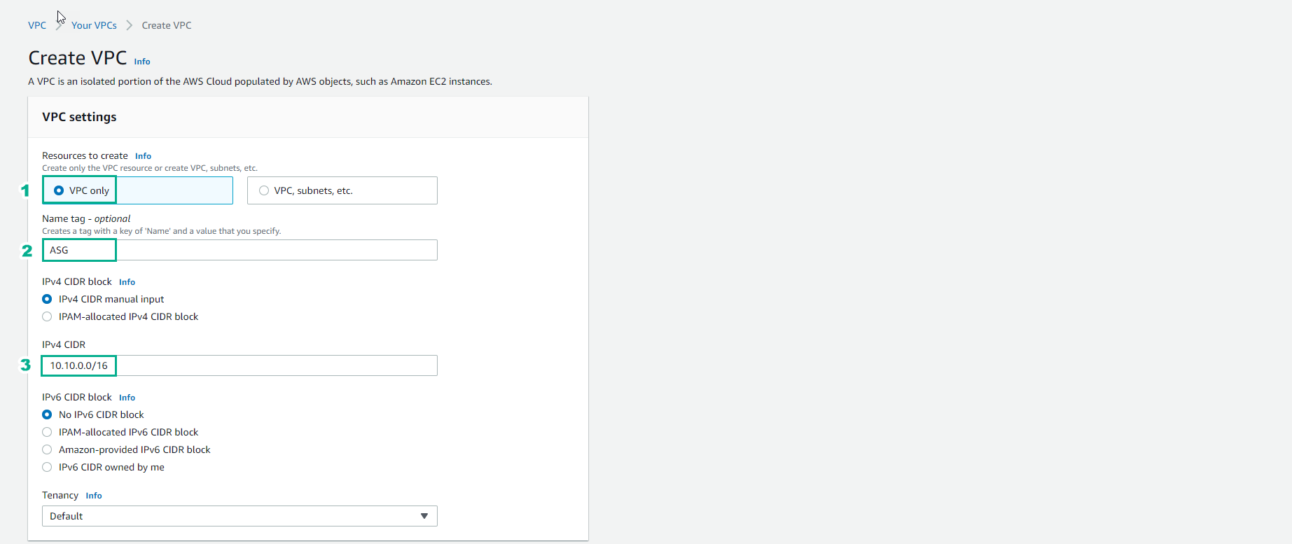 Create VPC