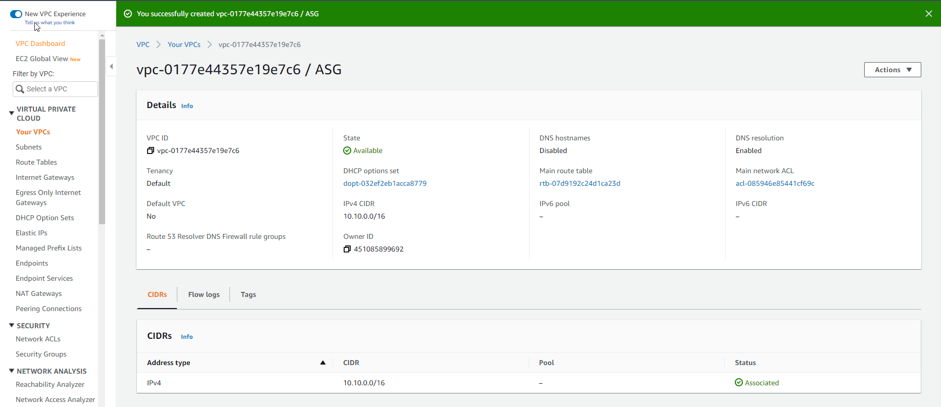 Create VPC