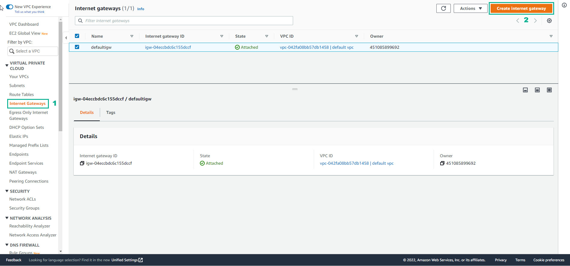 Create VPC