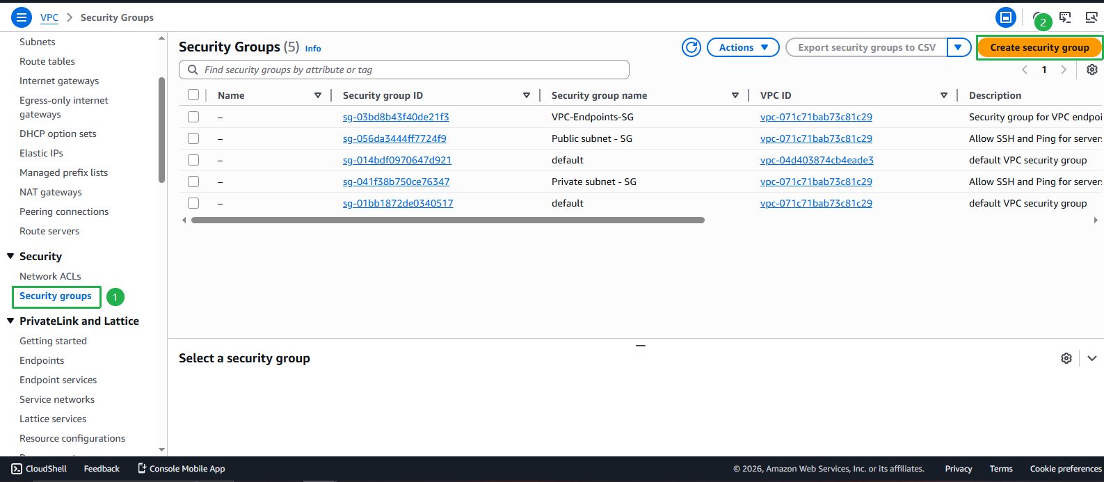 Create VPC