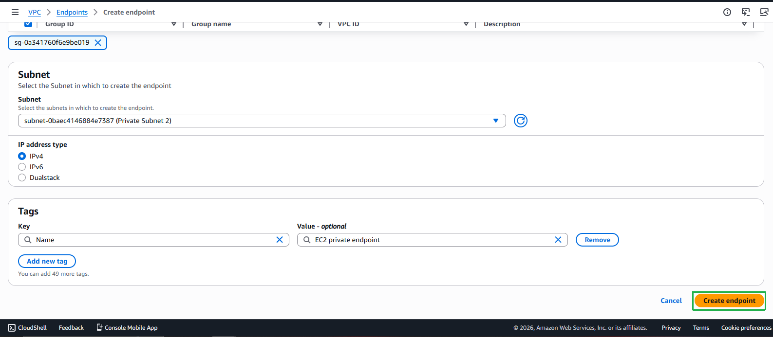 Create VPC