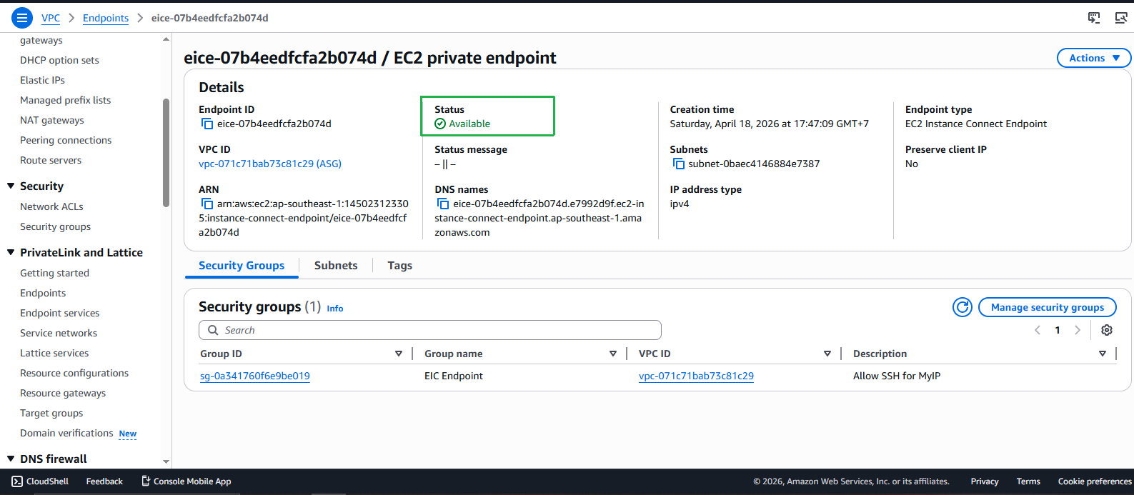 Create VPC