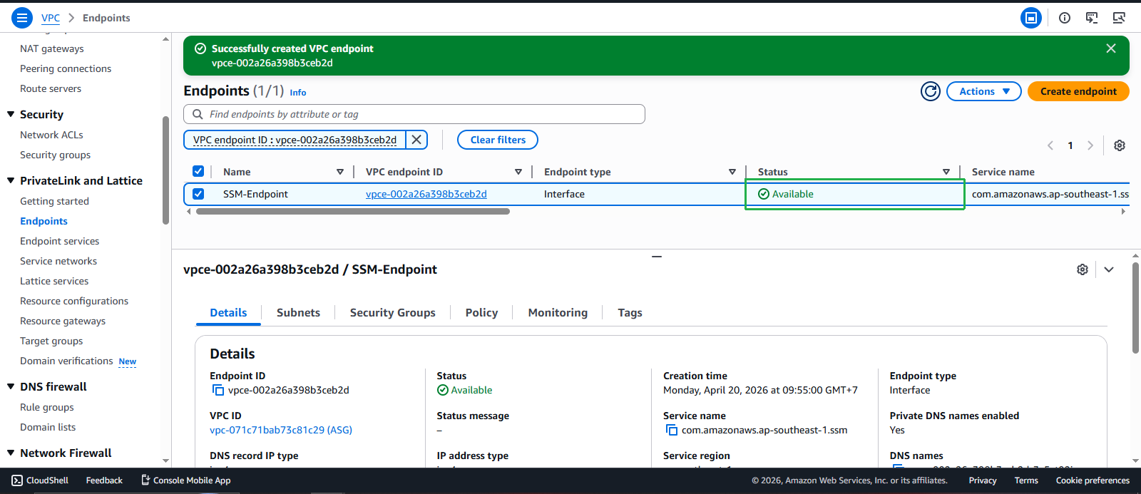 Create VPC