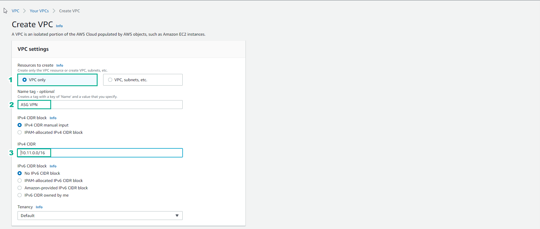 Create VPC