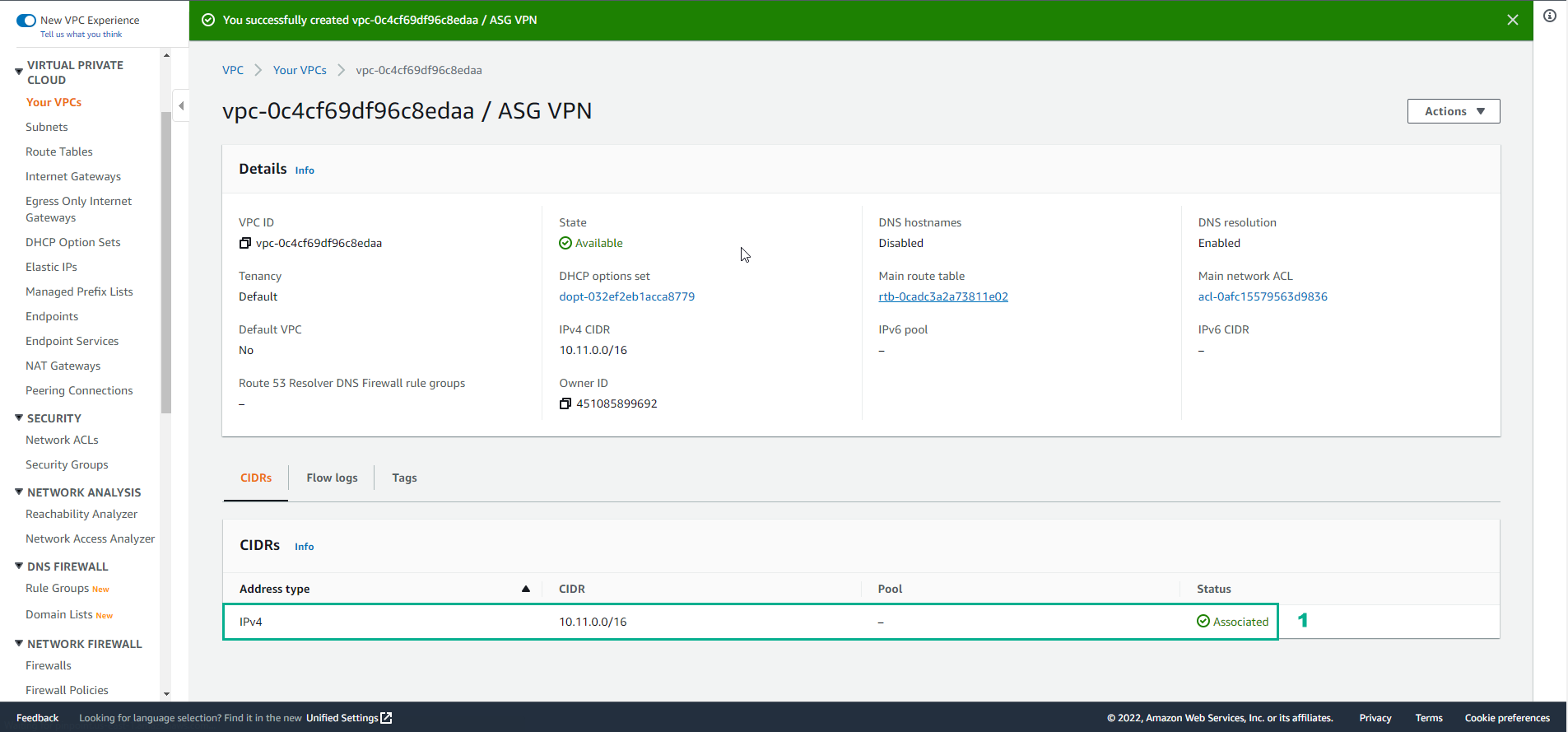 Create VPC