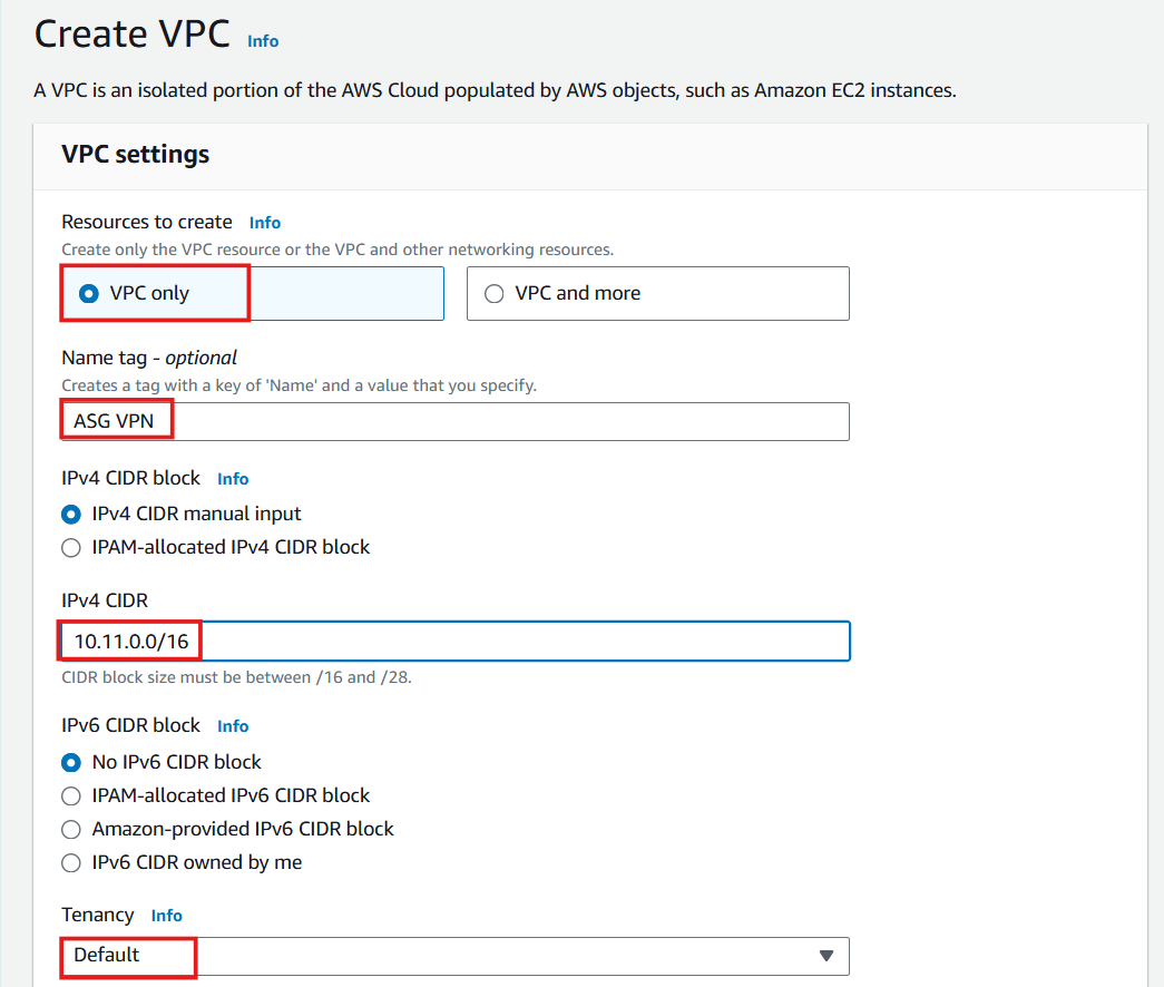 Create VPC