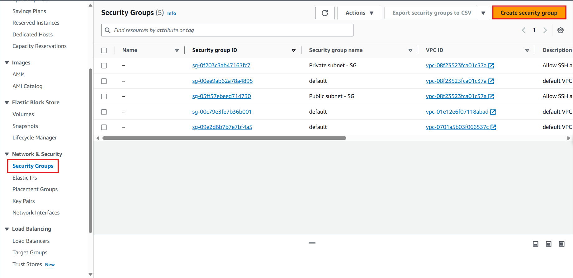 Create VPC