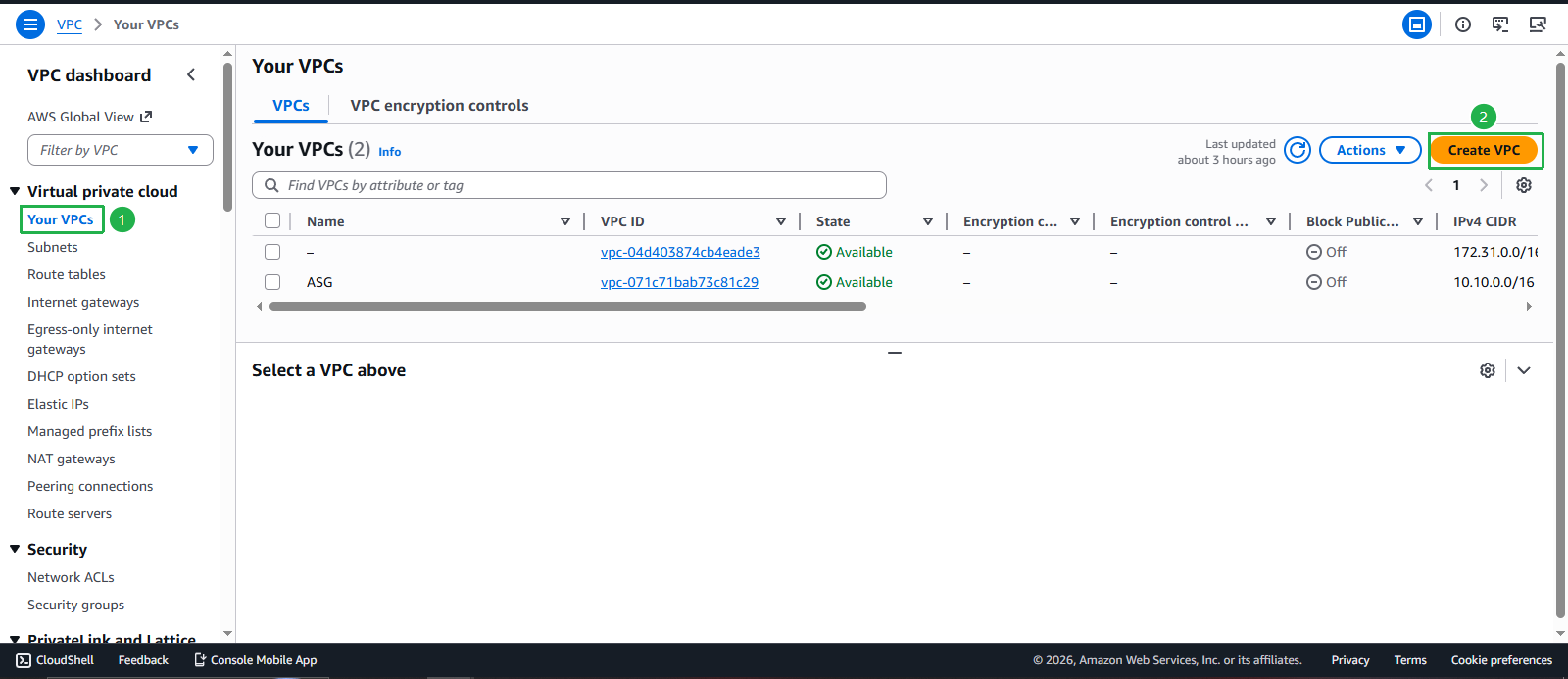 Create VPC