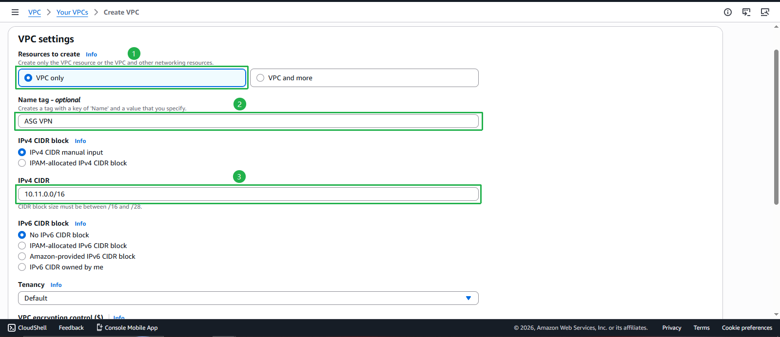 Create VPC