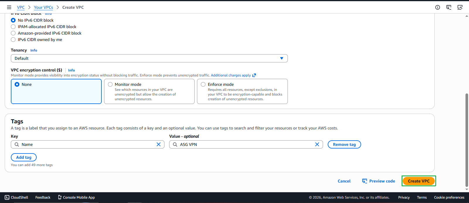 Create VPC