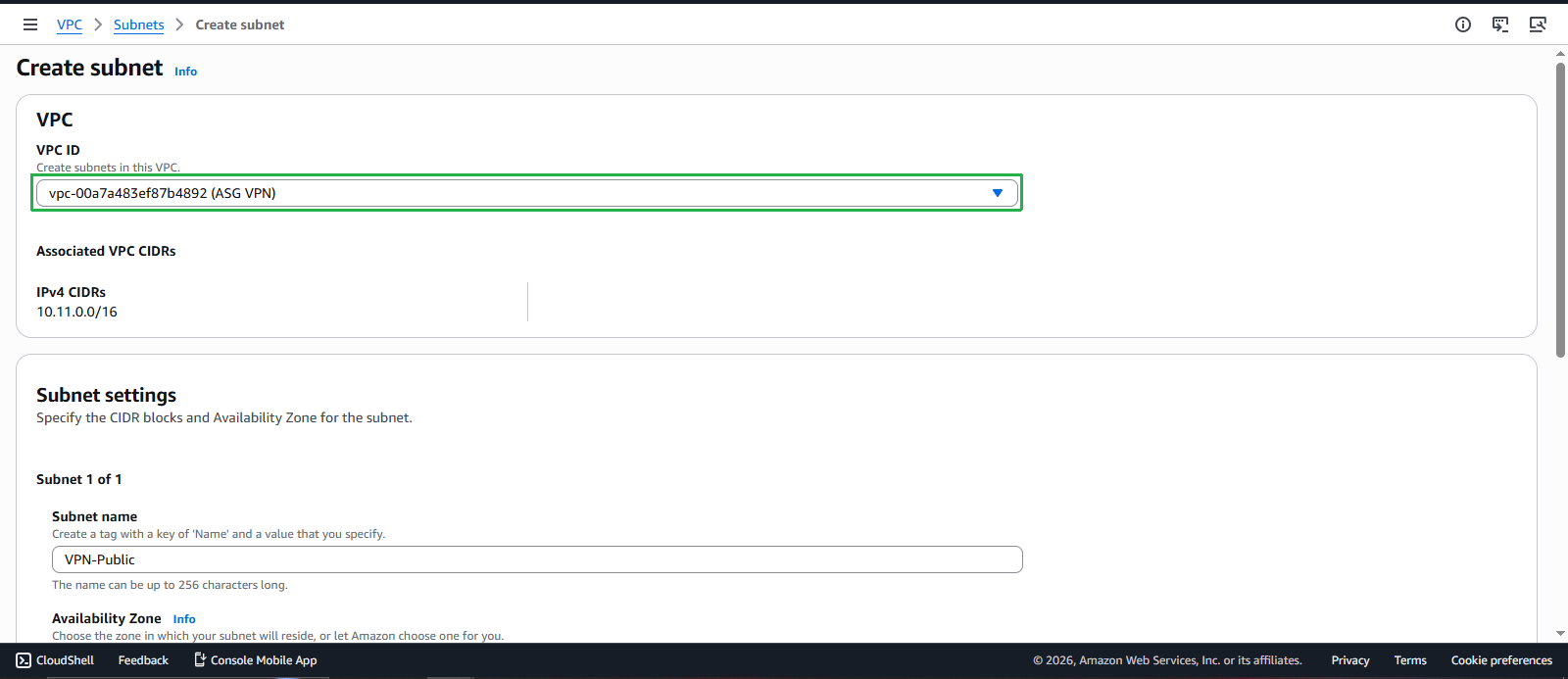 Create VPC