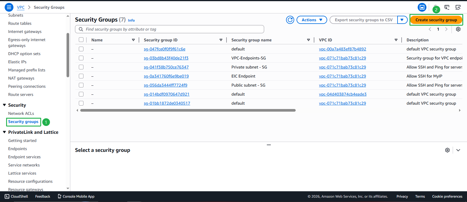 Create VPC