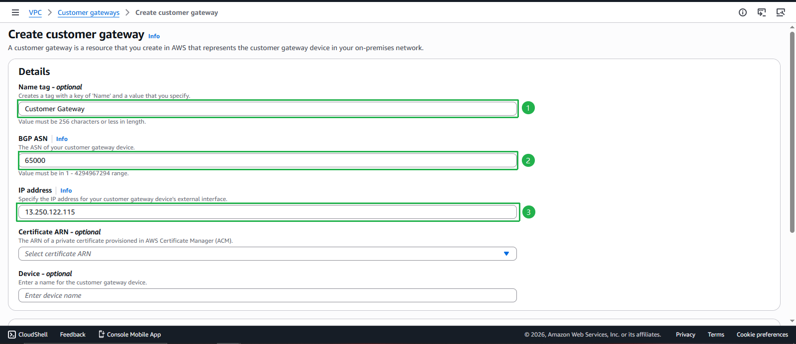 Create VPC
