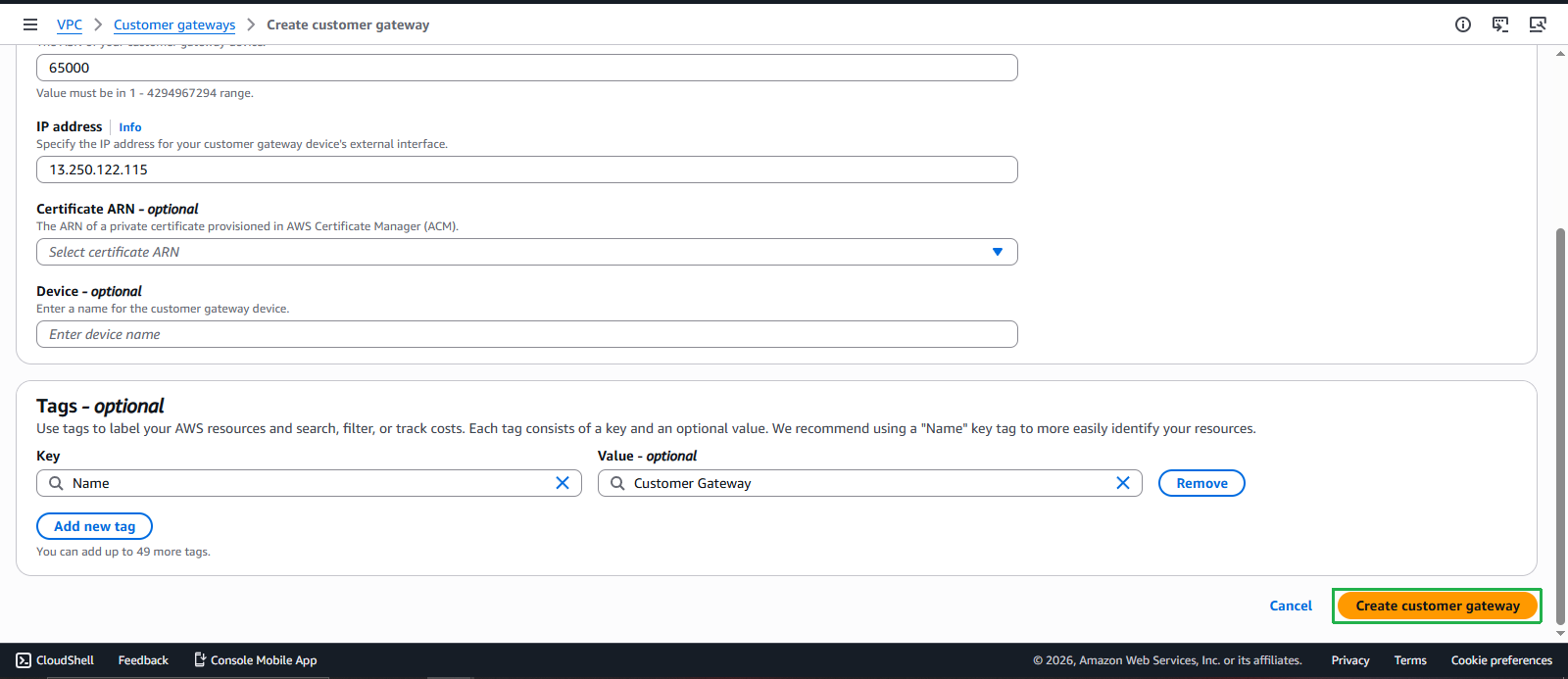 Create VPC
